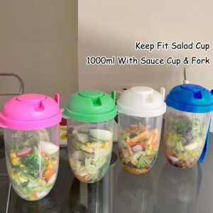 Portable Breakfast Cup Cereal Nut Yogurt Salad Cup Box Fork Sauce Cup with Spoon Cover Food Storage Bento Box