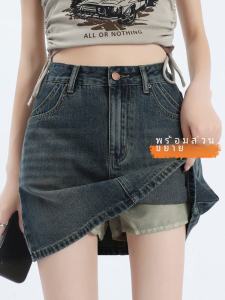 ขยายสูง เอว พรางหุ่น เดนิม กระโปรงมินิ ผู้หญิง ฤดูร้อน ทรงเอ สูงไม่ซ้ําใคร 175 Retro เดรสรัดรูป กระโปรง ผ้าฝ้าย โพลีเอสเตอร์ Blend