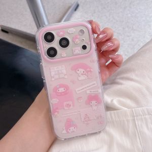 Sanrio | Hot Sales Sweet Pink Sticker My Melody Cartoon Case For iphone 17 Pro Max 16 15 Pro Lens Protective Shell Shockproof Phone Cover