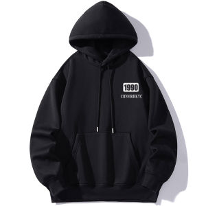 Womens Hooded Pure Cotton Sweatshirt Thin Large Size Loose American Style Spring Autumn Top Coat Black White Hundred Percent