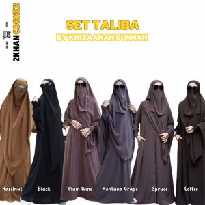 Set Taliba dan French Khimar / FK by Khizaanah Sunnah Abaya Dress Gamis Free Cadar Tali
