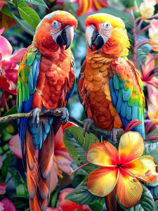 Huacan Full Diamond Painting Jungle Crimson Macaw Diamond Mosaic Animal Landscape Complete Kit Handmade Gift