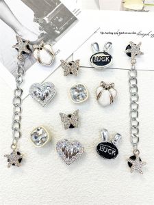 12 Móc Giày Trang Trí ABS Pha Lê Lấp Lánh Hình Sao Dây Xích Khóa Trang Trí Làm Giày Dép Tự Làm Phụ Kiện Nữ