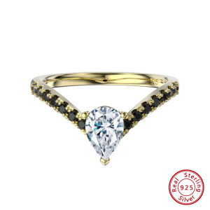 Kemstone S925 เงิน ลิง สี ขาว ดำเพทาย แหวน มงกุฎ ทอง แหวน เครื่อง ประดับ เงิน ของ ผู้หญิง