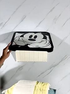 Sincecu Elegant Waterproof Wall-Mounted Bathroom Storage Cabinet with Mural Design Bathroom Mural Storage Box Waterproof Perforation-free Wall Hanging Folding Storage Cabinet