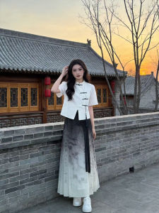 YINGKETUO | Slimming High Waist Short Sleeve Chinese Style Hanfu Set