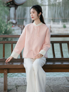 New Chinese Style High-End Tang Suit Womens Woolen Coat QiPao Tea Clothing Zen Clothing Autumn Winter Set Traditional Fashion