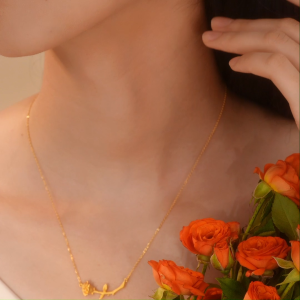 CHOW TAI FOOK 999 24K Pure Gold Rose Necklace - F234702