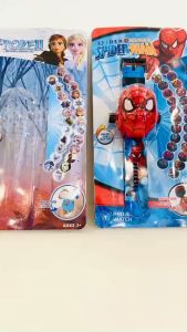 [CHIẾU 24 HÌNH] Đồ chơi trẻ em đồng hồ đeo tay chiếu hình ảnh lên tường 3D Spider man công chúa búp bê Elsa xem giờ