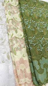 Vải Ren Thêu Khô Chất Lượng Cao 100% Cotton Châu Phi Vải Voan Thụy Sĩ Nigeria Dùng May Váy Cưới 5 Thước