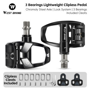 WEST BIKING Road Bike Self-Locking Pedals Nylon 3 Bearings Lightweight Bicycle Clipless Pedals LOOK KEO System Pedal Bike Parts