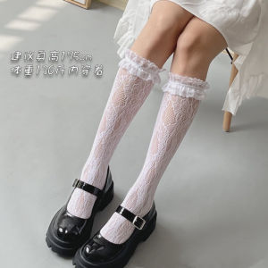 ลูกไม้ ปมผีเสื้อ ถุงเท้าถึงกลางน่อง ถุงเท้า ผู้หญิง ระบายอากาศได้ดี Hollow Out หวาน ถุงน่องสบายสไตล์วิทยาลัยถุงเท้ายาวถึงเข่า