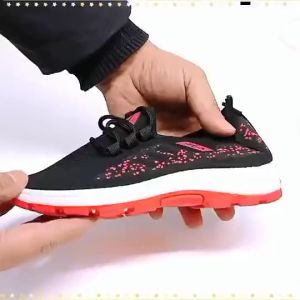 Sepatu Wanita Fashion Korea Nylon Sneakers Black Running Import KSP65