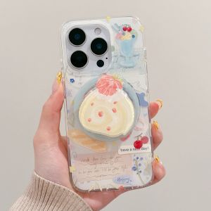 Magnetic Absorption Rabbit Roll Holder Phone Case for Xiaomi 15/14 Ultra Cute K70e/K60 Supreme Note14/11T/10 Refreshing Civi4Pro/14C