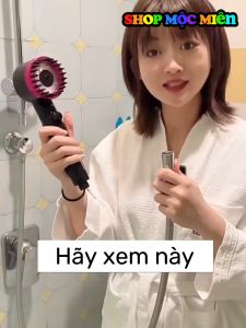 Vòi Sen Đen Hồng Tăng Áp Có Lõi Lọc 3 Chế Độ Phun Kèm Đầu Vòi Cao Su Massage Thiết Kế Hiện Đại