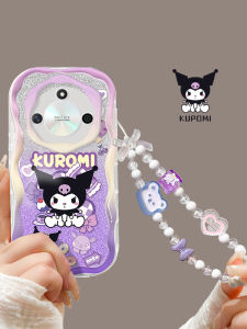 Lightweight Silicone Phone Case for Huawei Honor X50: Gradient Cartoon Flash Powder INS Summer Cream Pattern Chain Transparent Anti-Fall