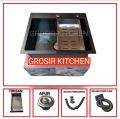 Kitchen sink ONAN/INOBE/VALPRA/LOONGINC/JKM 6045 hitam komplit set / Westafel bak cuci piring 1 lobang stainless steel black. 