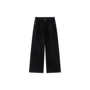 ALOHA LU | Quần Jeans Đen Ống Dài Thon Lưng Cao