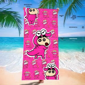 52TOYS | Khăn Tắm Biển Shin-chan Crocodile Costume C-Crayon Màu Hồng Nóng Chocobi In Hình Hoạt Hình Toàn Bộ Chất Liệu Microfiber Nhanh Khô Không Bám Cát Dành Cho Trẻ Em