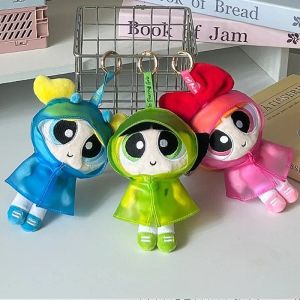 New 12cm Anime The Powerpuff Girls Angel Plush Pendant Toys Cute Bunny Puppy Bear Charm Doll Keychain Childrens Birthday Christmas Gift