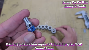 Đầu tuýp đầu khẩu ngắn 1/4 inch lục giác TOP 5mm 6mm 7mm 8mm 9mm 10mm 11mm 12mm 13mm 14mm (lẻ từng cục)