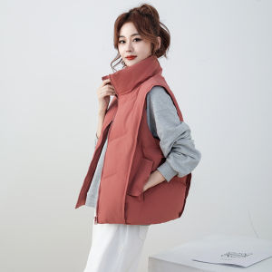 Warm Duck down Vest Womens Short Style 2025 New Autumn Winter Fashion Outerwear Stand Collar Vest Jacket Polyester Fiber