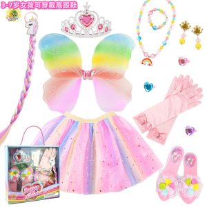 Váy Công Chúa Cho Bé Gái Quà Tặng Giày Cao Gót Giả Váy Xếp Ly Đồ Trang Trí Lưng Đồ Chơi Cánh Bướm Phụ Kiện Tiệc Sinh Nhật