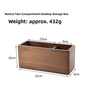 Black Walnut Wood TV Remote Control Storage Box Living Room Coffee Table Wooden Miscellaneous Items Organizer Real Wood Pen Holder
