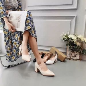 SIZE 35-42!! 2 inch smooth leather close pointed toe heels for women school shoes