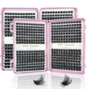 Eyelash Extension Kit - Individual Eyelashes Set D-Curl Multiple Lengths Odorless Easy to Apply for Home Makeup Books