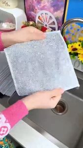 COMBO 5 Giẻ Lau Bếp 2 Lớp Dây Kim Loại Lau Bồn Rửa Chén Cọ Rửa Xoong Nồi Chén Bát Tấm Cọ Rửa Đa Năng Không Mài Mòn