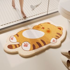 VIKAMA Cute and Adorable Cat Plush Doormat Soft Fluffy Bath Mat Non-Slip Entryway Rug Washable Bathroom Rug for Home Decor