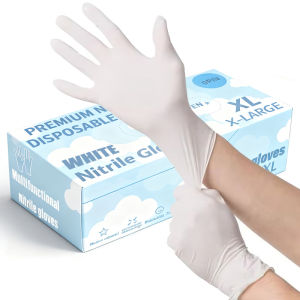 20/50/100PCS White Nitrile Gloves Disposable Hairdressing Household Dishwashing Nitrile Gloves Suitable Pet Cleaning Tattoo Tool