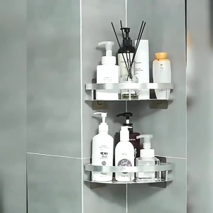 ชั้นวางในห้องน้ำ ที่เก็บ ที่วางในห้องน้า ในห้องน้ำ เข้ามูม ชั้นอลูมิเนียม ไม่ต้องเจาะ ไม่ติดตั้ง