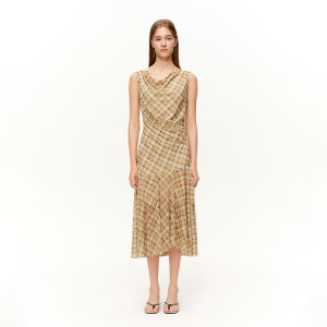 DUSHU | Retro Check Mesh Vest Dress