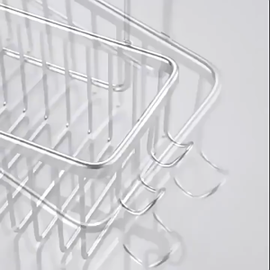 [SG Seller]Space Aluminum No-Drill Shower Caddy Basket Wall-Mounted Hanging Shelf Hanging Shower Basket with Hooks