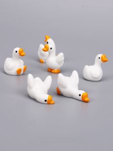 Mini Cute White Duck Cartoon Animal Figurine Office Desktop Healing Toy Simulation Model Static Animal Doll for All Ages