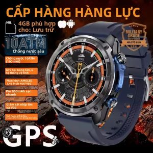 Đồng Hồ Thông Minh Ngoài Trời Dành Cho Nam Với Bản Đồ GPS Tích Hợp Máy Đo Độ Cao La Bàn Bộ Nhớ 4GB Gọi Bluetooth HD Khả Năng Chống Nước 10ATM Đồng Hồ Thể Thao