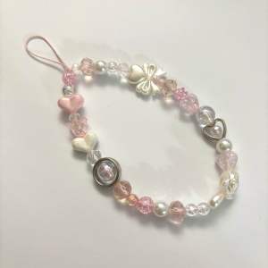 Ereins Sweetheart Charm Beaded Phone Strap Pink Edition Cellphone Accessory Smartphone