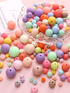 ลูกปัดอะคริลิกสีฟรุ้งฟริ้ง ลูกปัดกลมด้านสำหรับทำเครื่องประดับ DIY สร้อยข้อมือ สร้อยคอ อุปกรณ์งานฝีมือ เครื่องประดับแฟชั่น