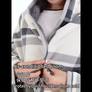 Wearable Plaid Fleece Blanket With Button Warm Throw Blanket Office Shawl Wearable Wool Blanket With Buttons Warm Blanket Nap Air Conditioning Blanket Gift for girlfriend girl boy women