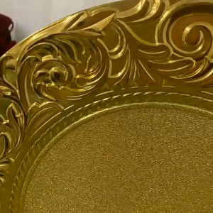 Gold Banquet Charger Plate Plastic Decorative Service Tray Wedding Party