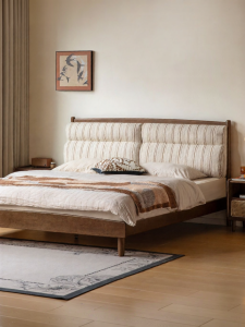 WEISHA | Modern Simple Upholstered Solid Wood Bed 1.8m