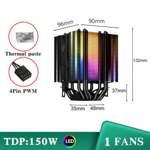 CPU Air-cooled Cooler 6 Heatpipes 4PIN PWM RGB PC Radiator For Intel LGA 1150 1151 1156 1366 1200 1700 2011 AM4 AM5 Ventilador
