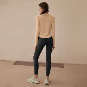 VOJ Womens Yoga Fitness Running Long Sleeve Top Set Quick Dry Breathable Loose Fit Autumn Winter Sports Training Clothes