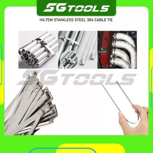 HILTEM STAINLESS STEEL 304 CABLE TIE (8"/10"/12"/16"/20"/24")100Pcs MULTI-PURPOSE LOCKING CABLE TIE STAINLESS STEEL CABLE STEEL