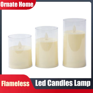 Led Flameless Electric Candles Lamp Acrylic Glass Battery Flickering Fake Tealight Candle Bulk for Wedding Christmas