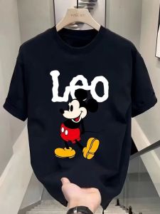 Trendy Brand Cartoon Letter Thin Pure Cotton Short Sleeve Mens Summer Fashion Half Sleeve Body T-shirt round Neck Print Casual Top