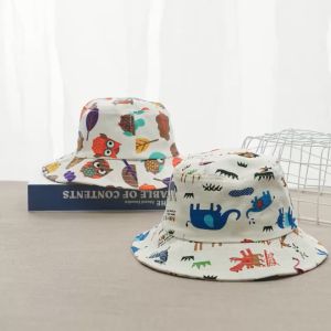 Pomely[COD&Local] 0-2 Years old Hot Cartoon Summer Baby Sun Cap Infant Boy Girl Beach Bucket Hat Cap Headwear