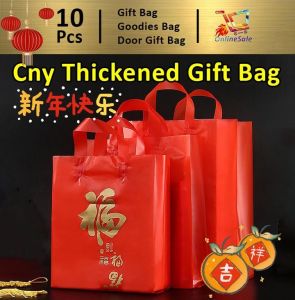 Gift Bag [10pcs] (81)  Good Fortune New Years Red Thickened Gift Plastic Bag Wedding handbag Plastic Bag Goodies Bag Door Gift Wedding Party 礼物袋礼品袋购物袋.